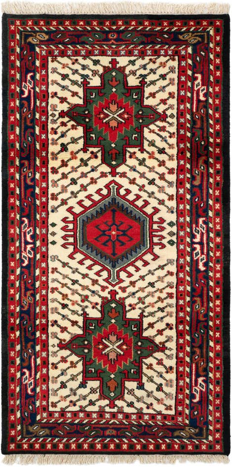 Detail image of 3' 3 x 6' 3 Hand Knotted Gharajeh Wool Runner Rug