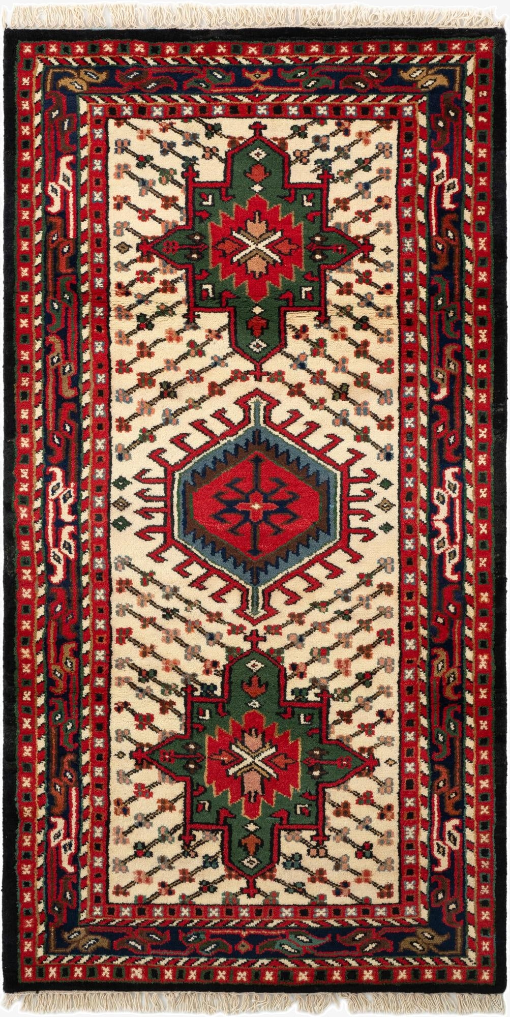 3' 3 x 6' 3  Hand Knotted Gharajeh Wool Runner Rug