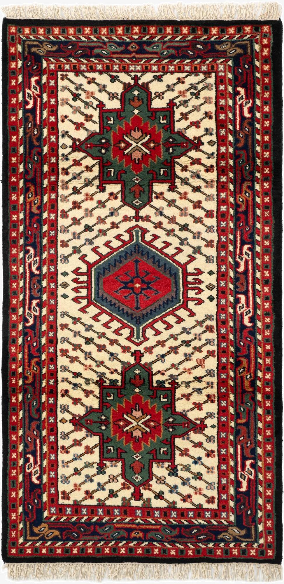 3' 3 x 6' 4  Hand Knotted Gharajeh Wool Runner Rug