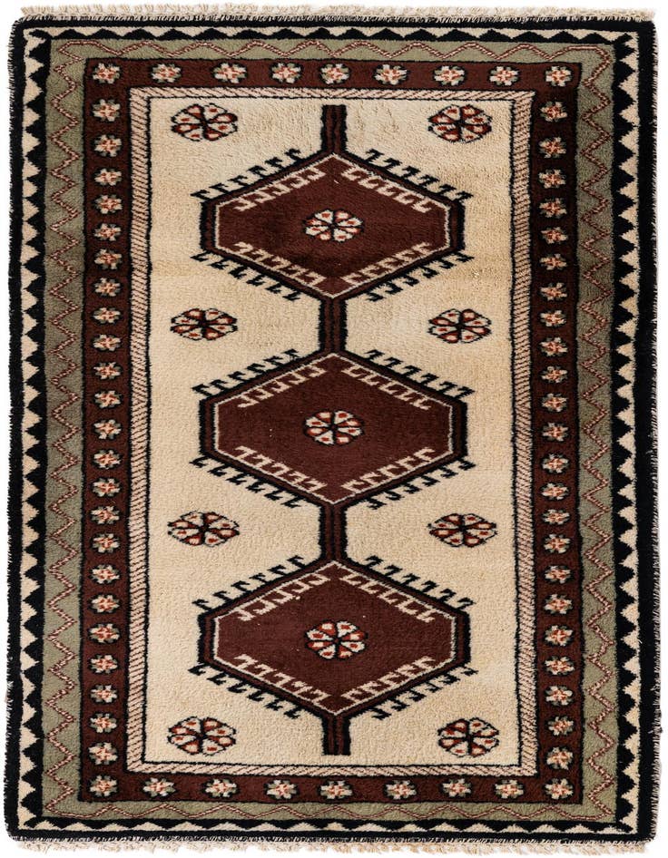 Detail image of 3' 1 x 5' 11 Hand Knotted Hamedan Wool Runner Rug