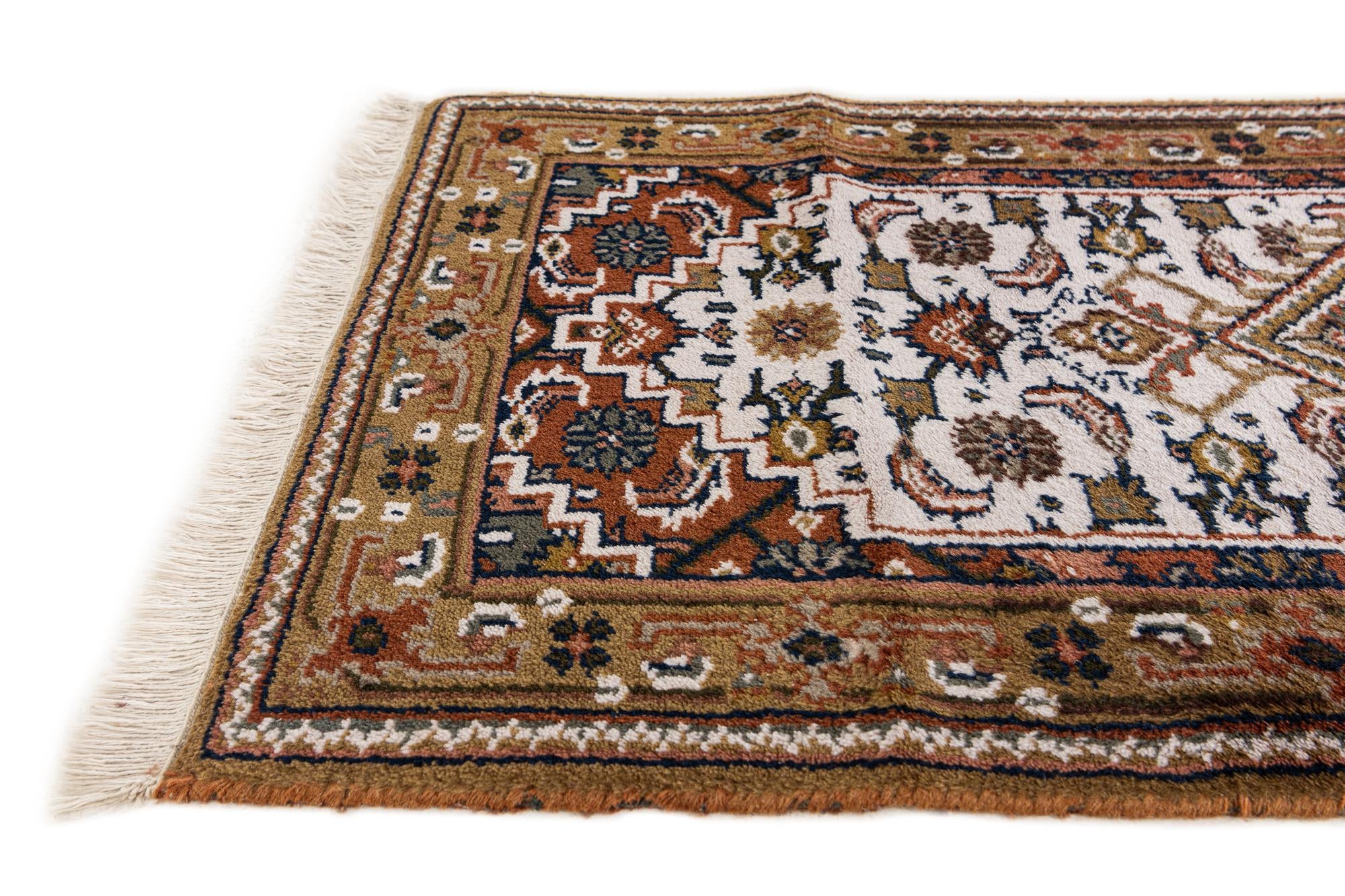2' 4 x 4' 10 Hand Knotted Hamedan Wool Runner Rug