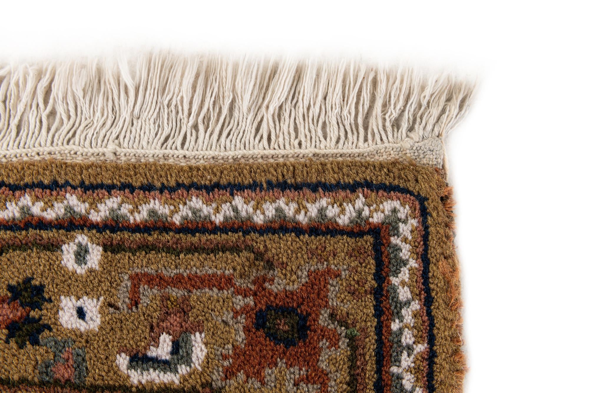 2' 4 x 4' 10 Hand Knotted Hamedan Wool Runner Rug