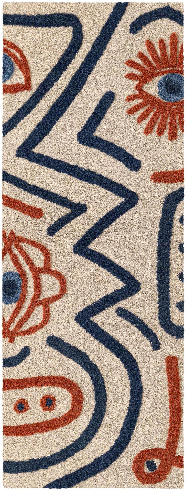 2' x 8' Handtufted Wool Runner Rug