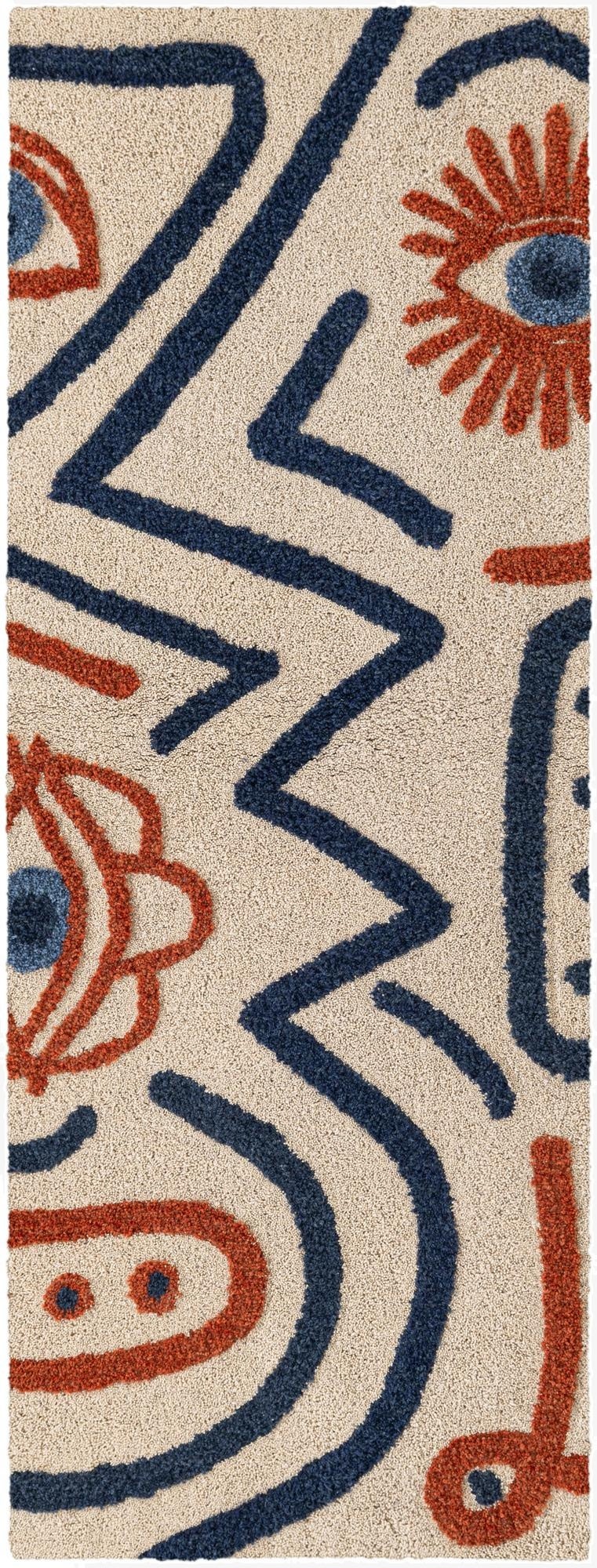 2' x 8' Handtufted Wool Runner Rug