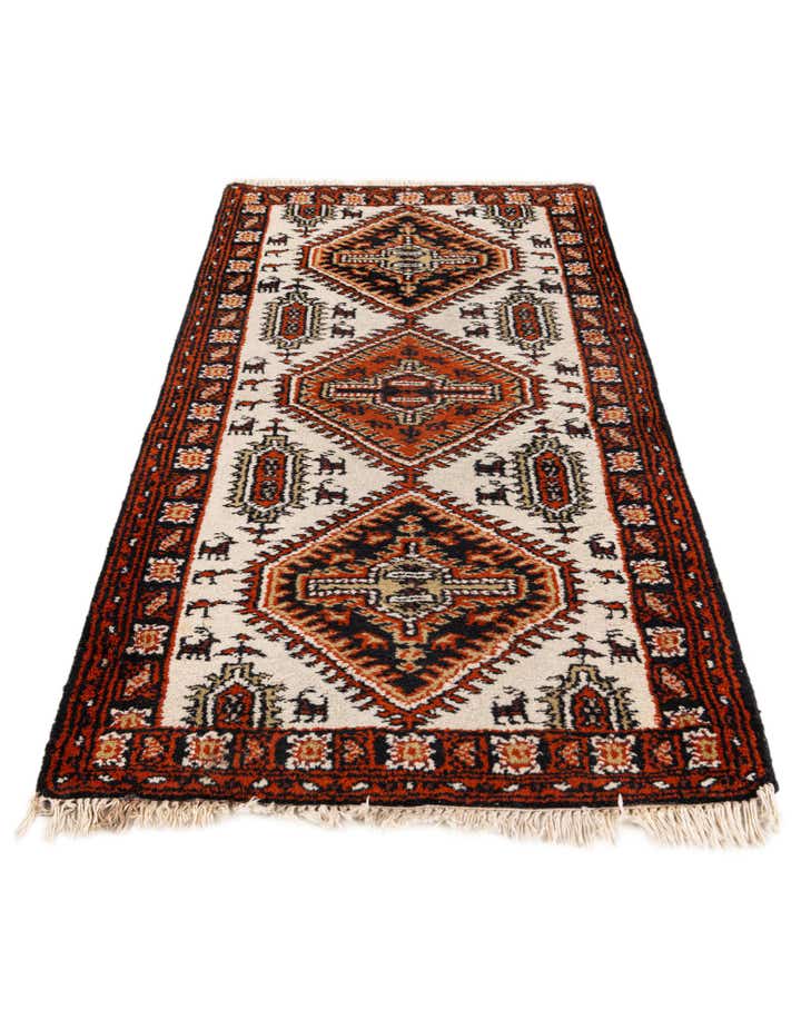 2' 4 x 4' 7 Hand Knotted Heriz Wool Runner Rug