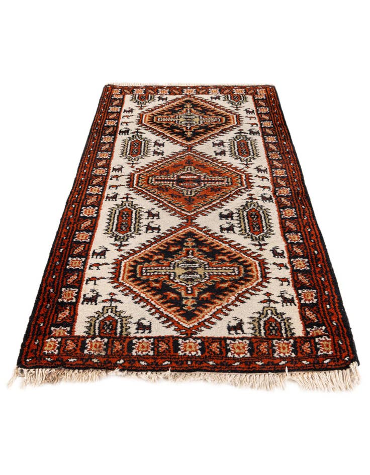 Detail image of 2' 4 x 4' 7 Hand Knotted Heriz Wool Runner Rug