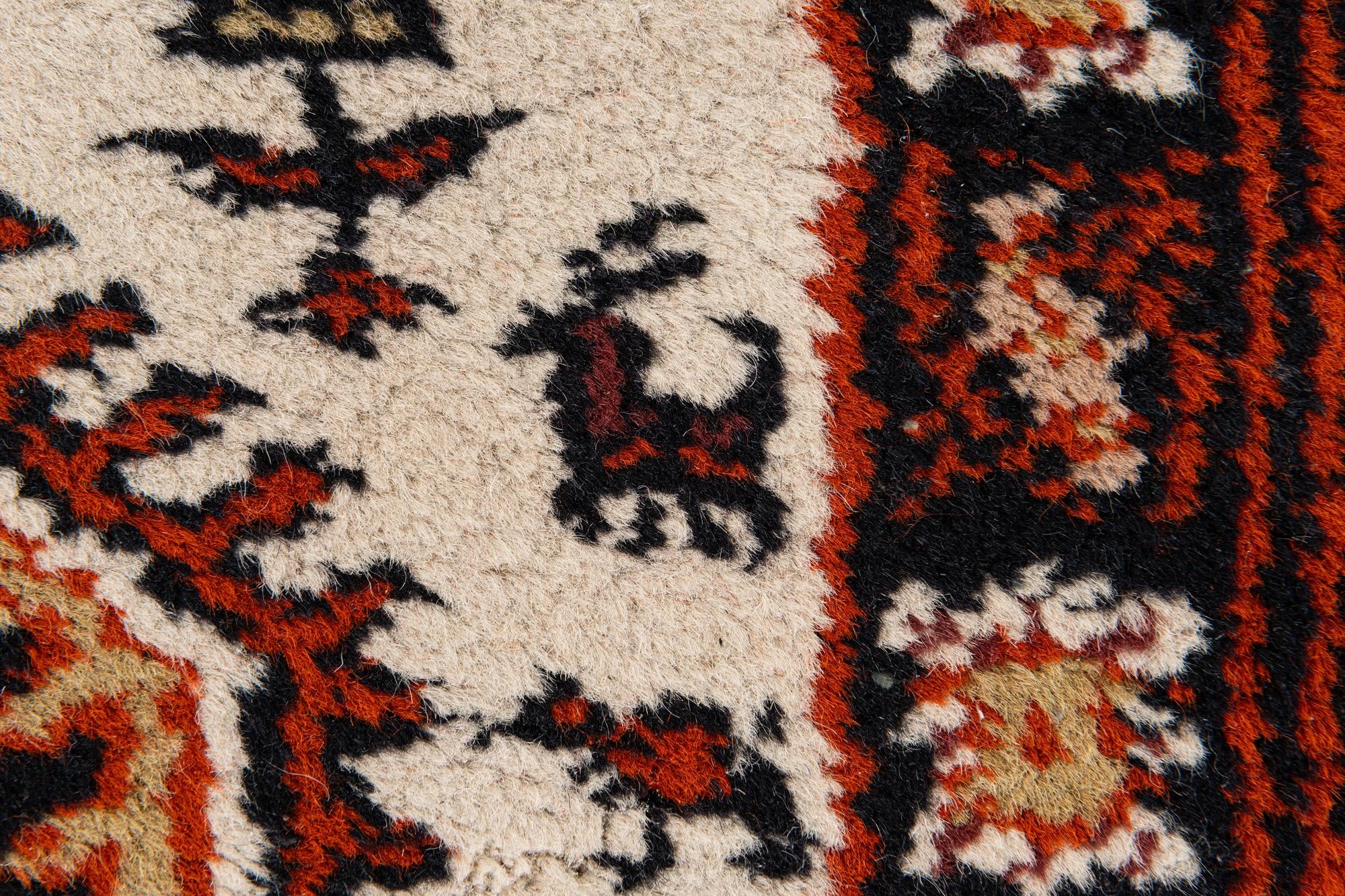 2' 4 x 4' 7 Hand Knotted Heriz Wool Runner Rug