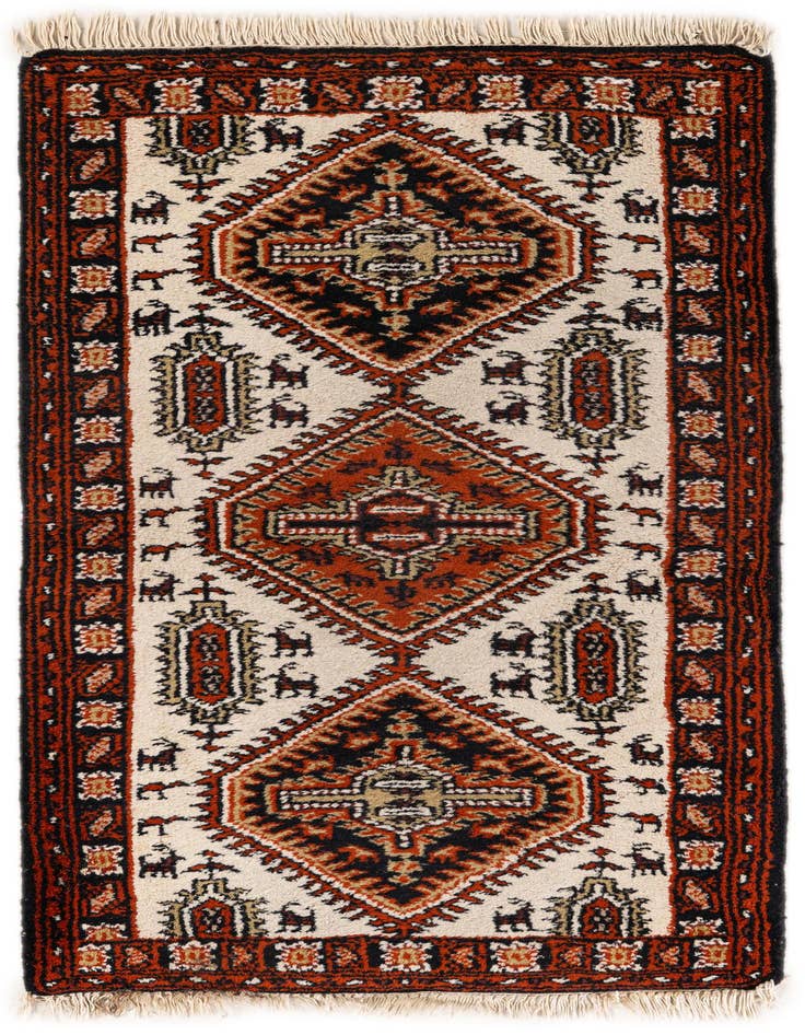 Detail image of 2' 4 x 4' 7 Hand Knotted Heriz Wool Runner Rug