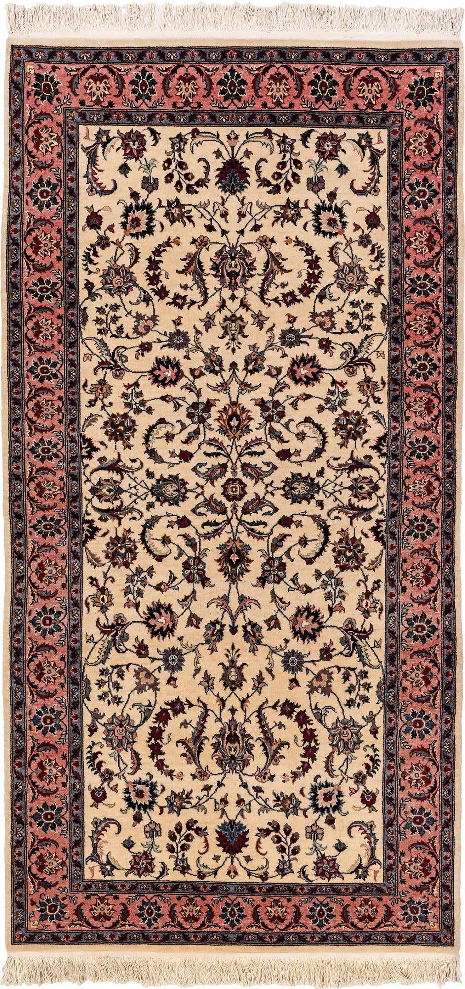 3' 5 x 6' 10 Hand Knotted Isfahan Oriental Wool Runner Rug