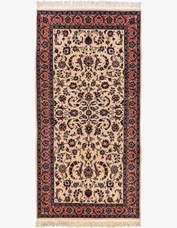 3' 5 x 6' 10 Hand Knotted Isfahan Oriental Wool Runner Rug