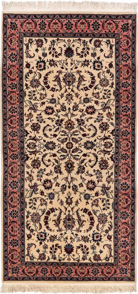 3' 5 x 6' 10 Hand Knotted Isfahan Oriental Wool Runner Rug