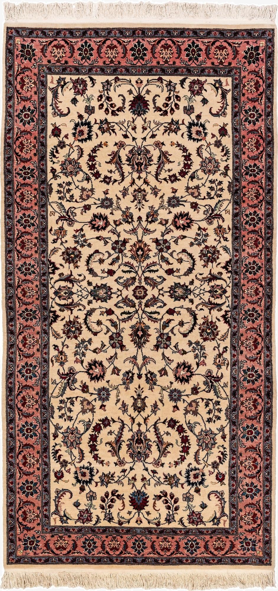 3' 5 x 6' 10  Hand Knotted Isfahan Oriental Wool Runner Rug