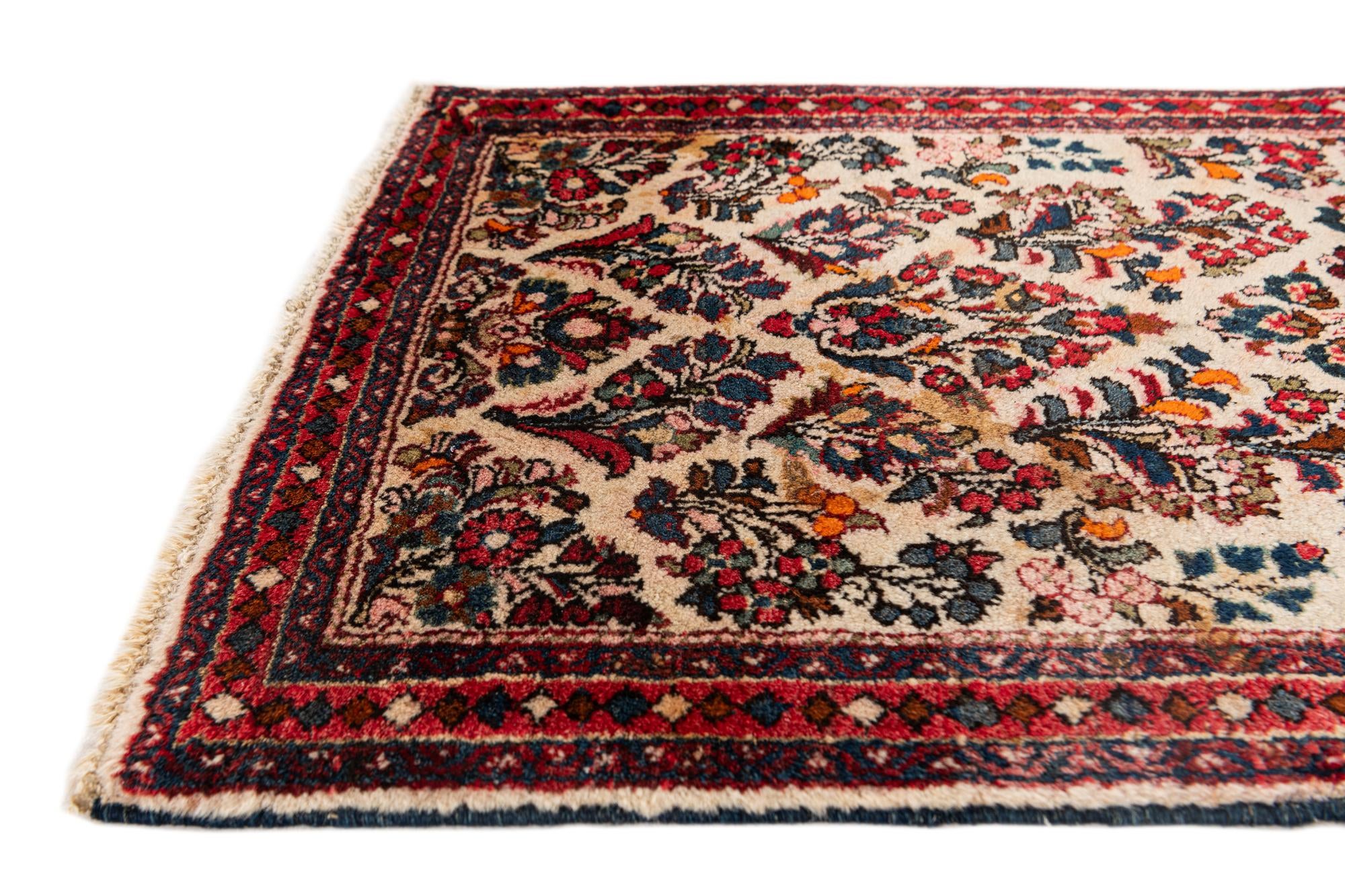 2' 1 x 4' Hand Knotted Kashan Wool Runner Rug