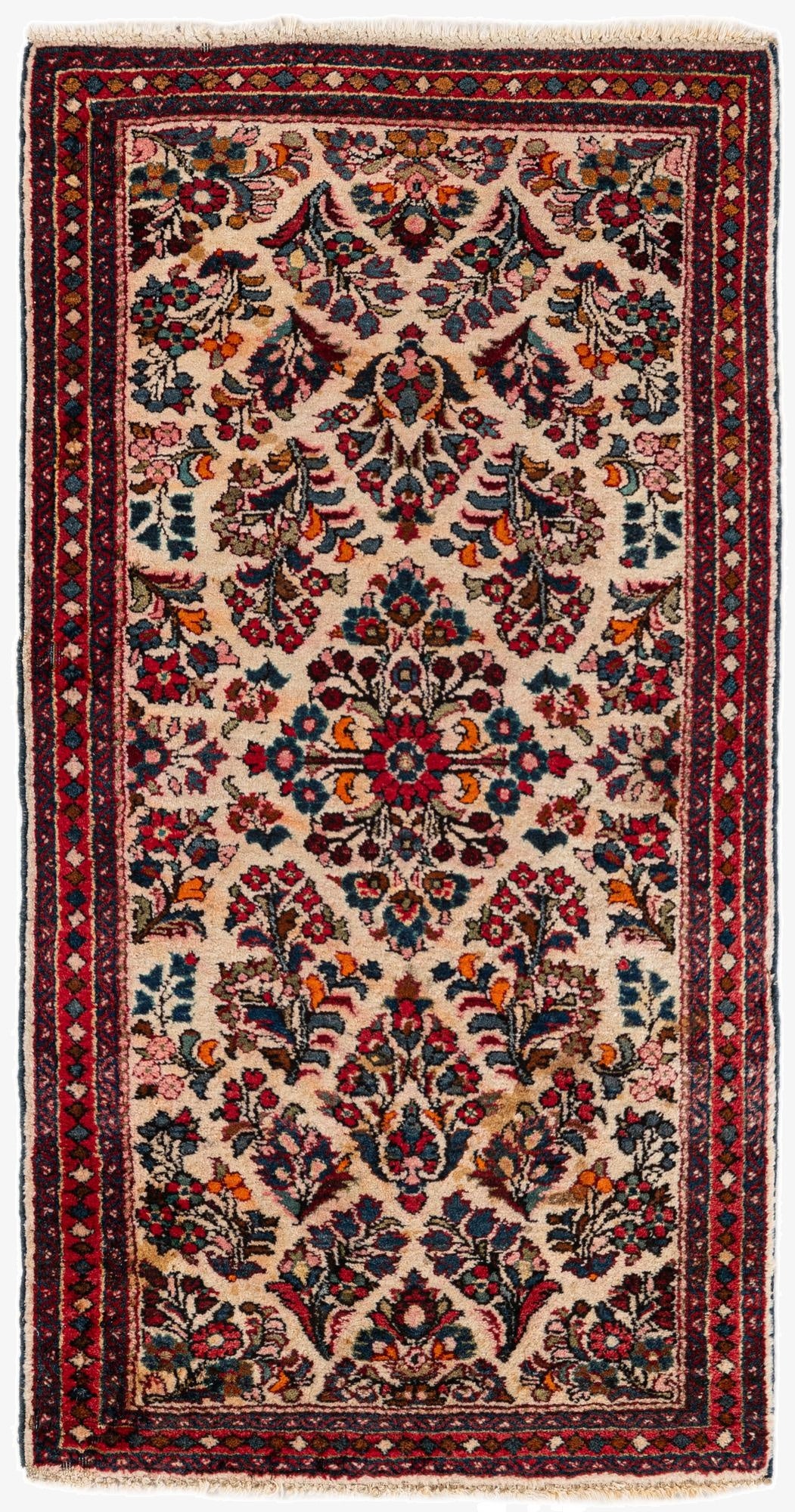 2' 1 x 4'  Hand Knotted Kashan Wool Runner Rug