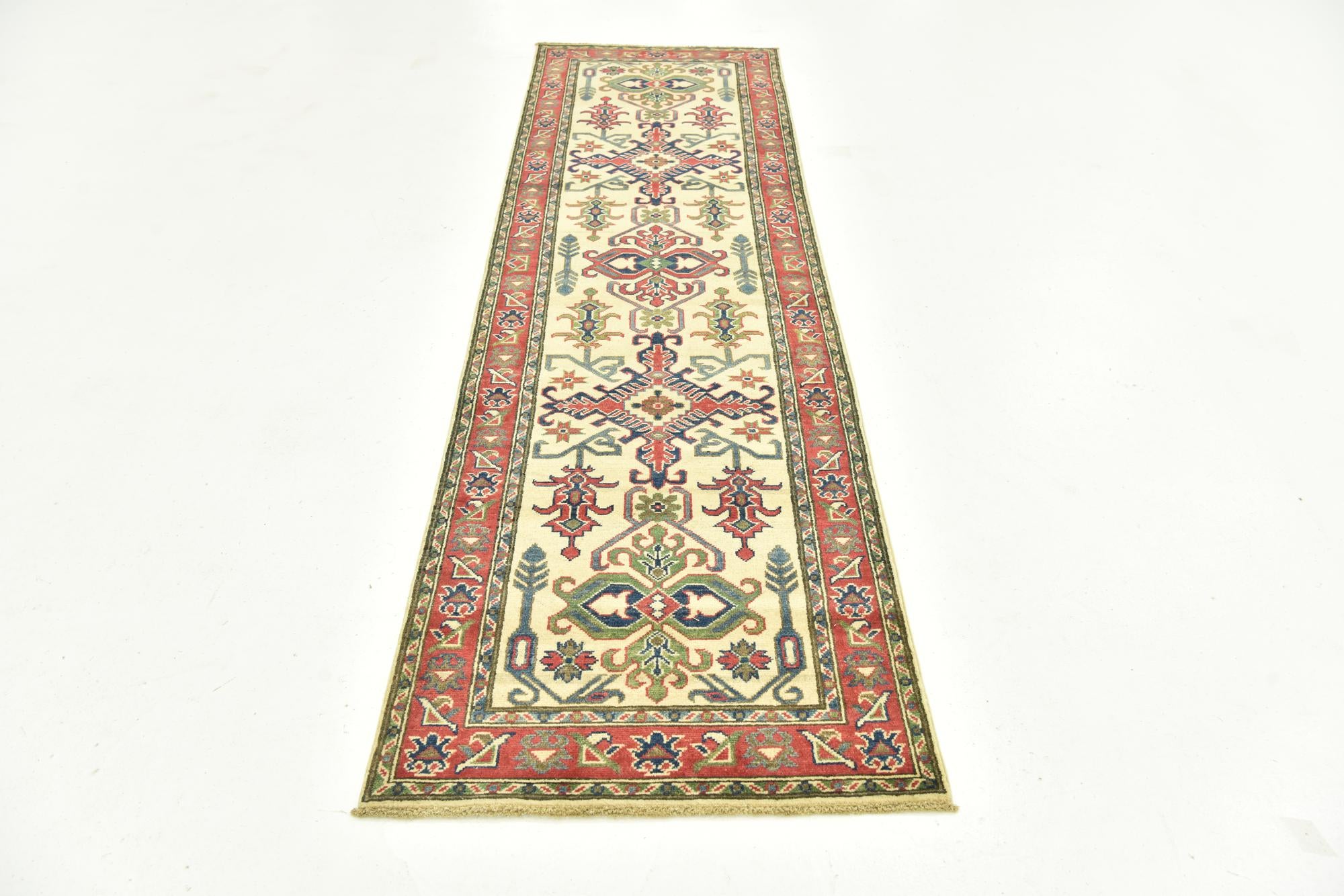 80cm x 295cm Hand Knotted Kazak Runner Rug