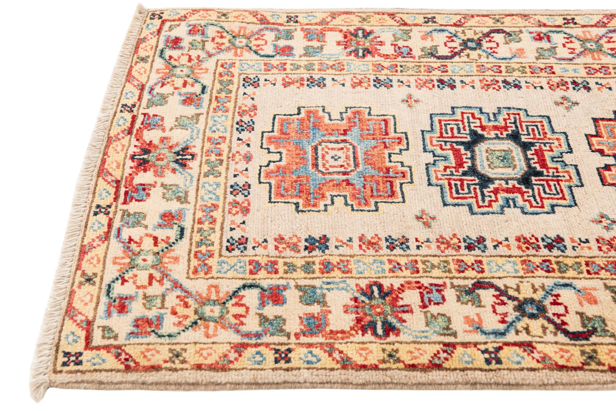 60cm x 190cm Hand Knotted Kazak Runner Rug