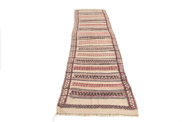 2' 4 x 9' 6 Hand Knotted Kilim Fars Persian Wool Runner Rug