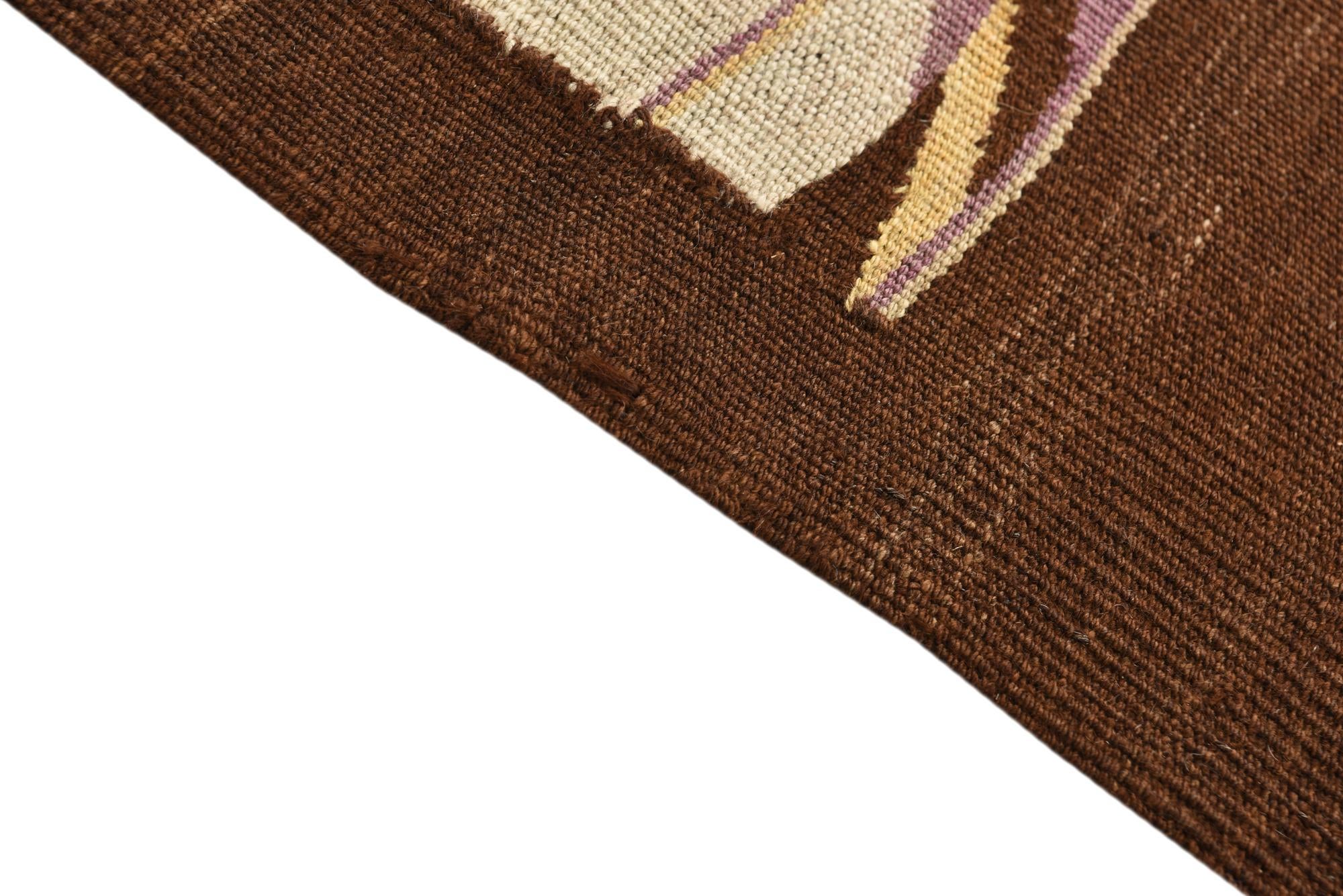 4' 10 x 14' Hand Woven Kilim Fars Wool Runner Rug