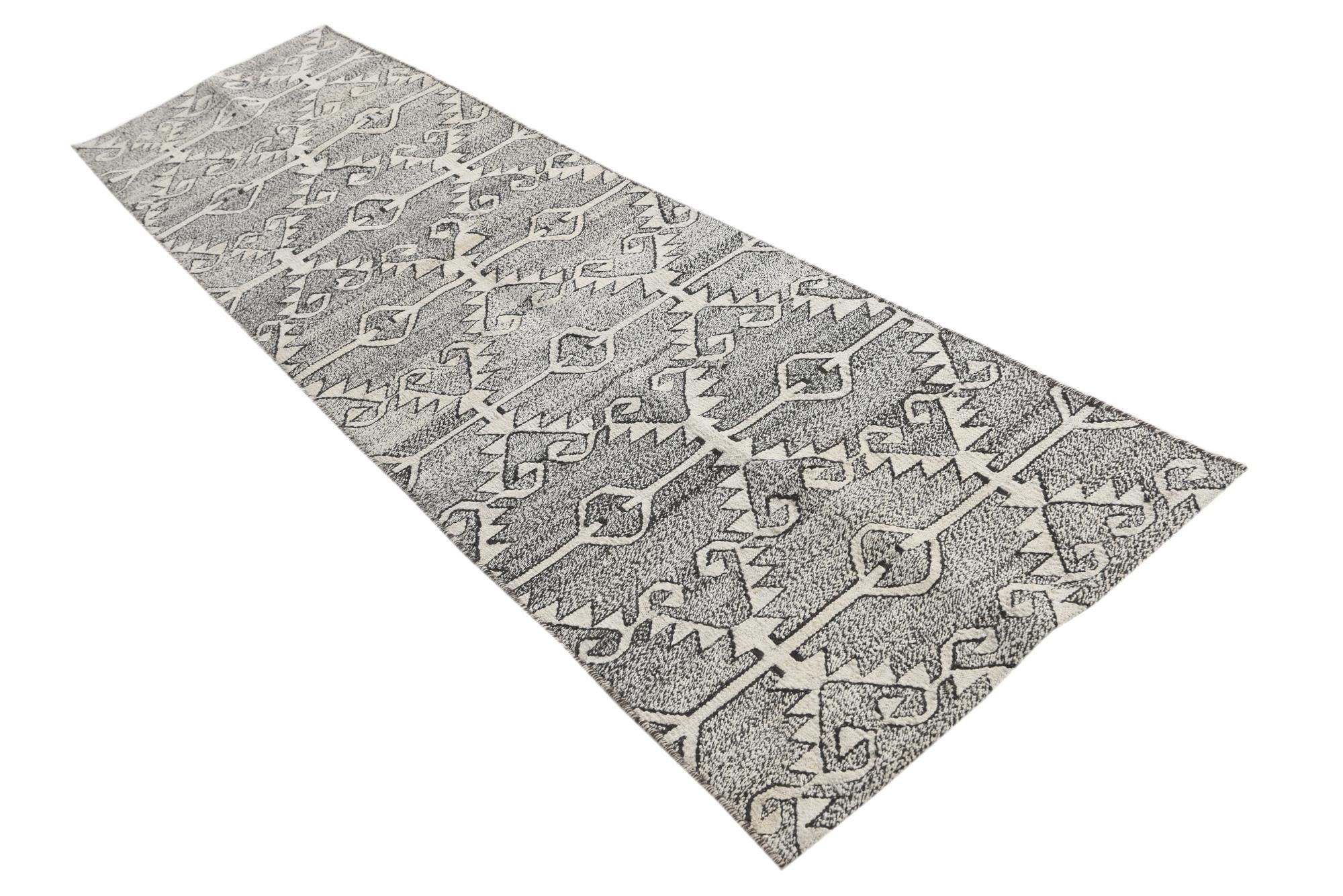 2' 6 x 9' 4 Hand Woven Kilim Modern Wool Runner Rug