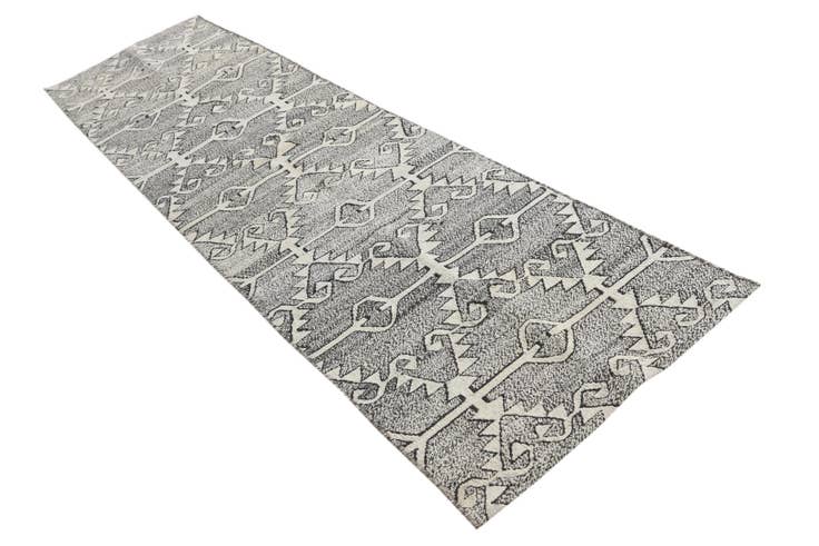 Detail image of 2' 6 x 9' 4 Hand Woven Kilim Modern Wool Runner Rug