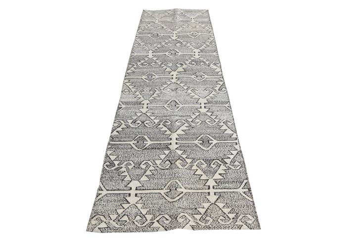 Detail image of 2' 6 x 9' 4 Hand Woven Kilim Modern Wool Runner Rug