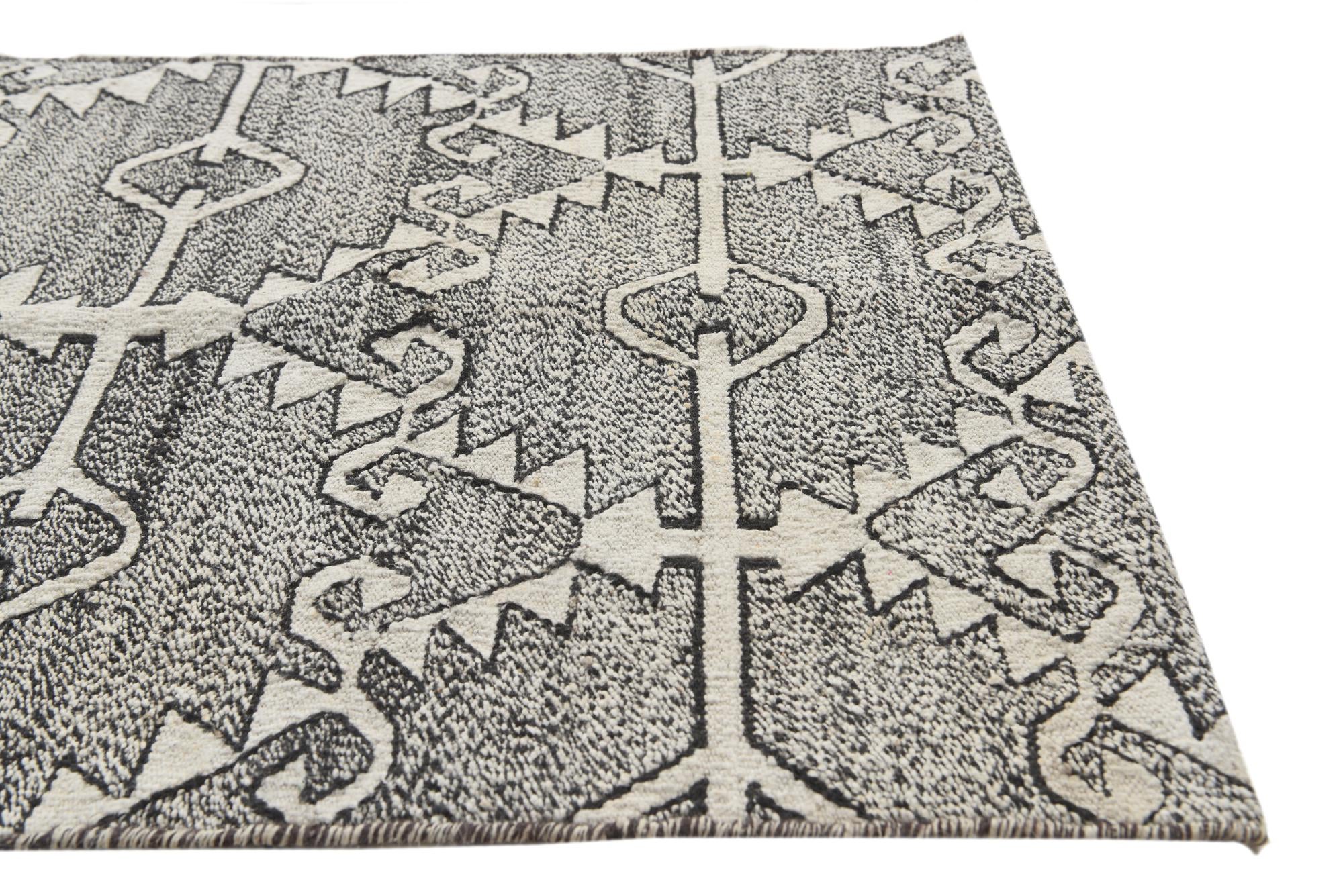 2' 6 x 9' 4 Hand Woven Kilim Modern Wool Runner Rug