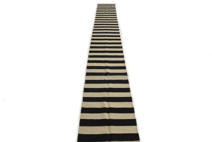 Detail image of 1' 9 x 14' 5 Hand Woven Kilim Modern Wool Runner Rug