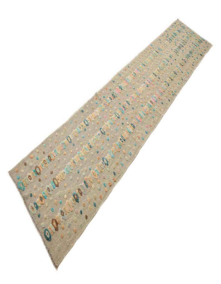 Detail image of 2' 8 x 12' 7 Hand Woven Kilim Modern Wool Runner Rug