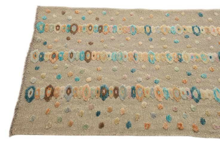 Detail image of 2' 8 x 12' 7 Hand Woven Kilim Modern Wool Runner Rug