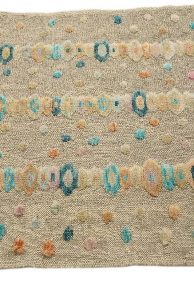 Detail image of 2' 8 x 12' 7 Hand Woven Kilim Modern Wool Runner Rug
