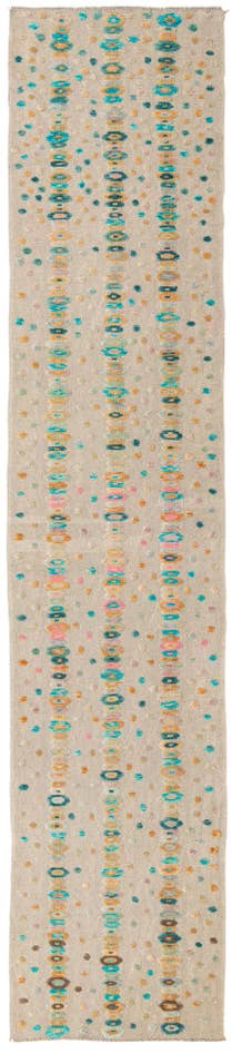 Detail image of 2' 8 x 12' 7 Hand Woven Kilim Modern Wool Runner Rug