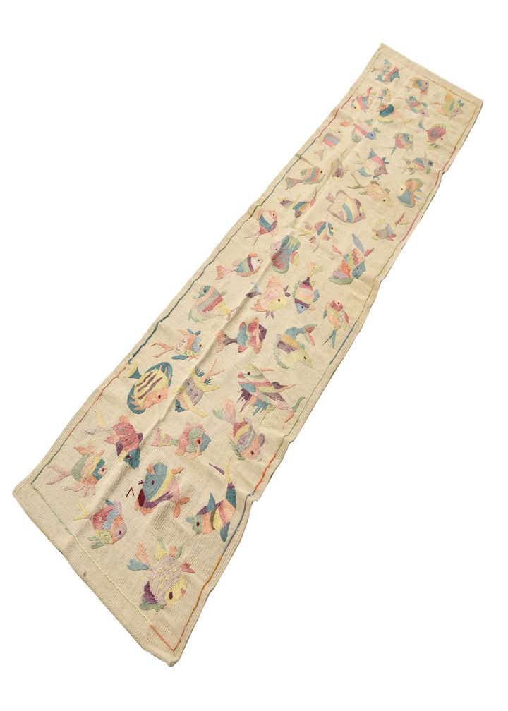 2' 3 x 9' 7 Hand Woven Kilim Suzani Wool Runner Rug