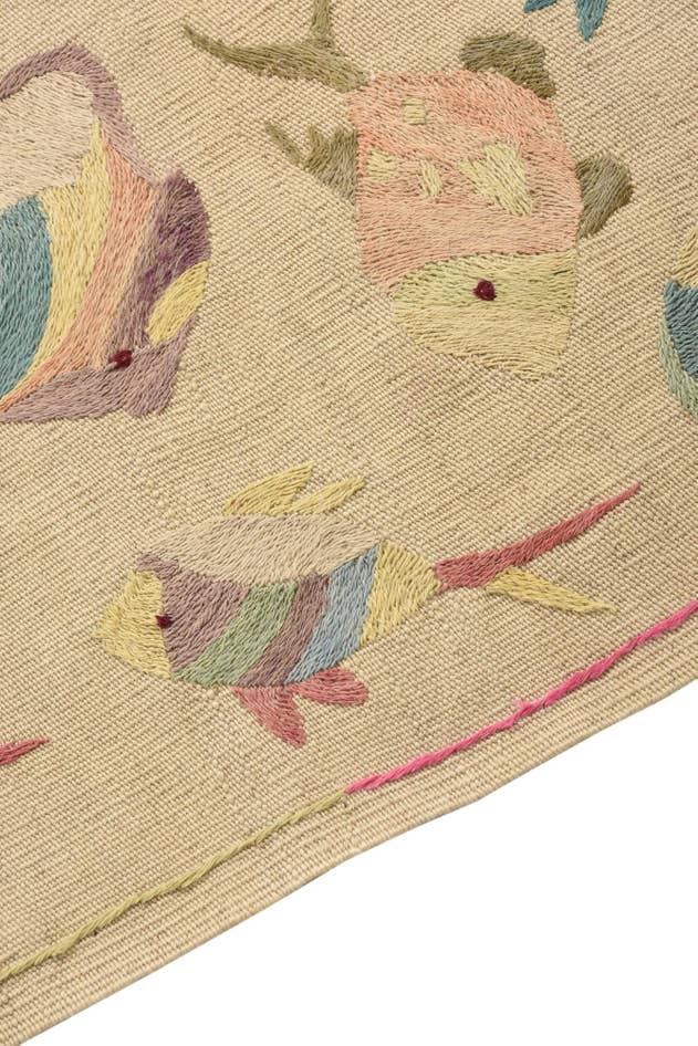 Detail image of 2' 3 x 9' 7 Hand Woven Kilim Suzani Wool Runner Rug
