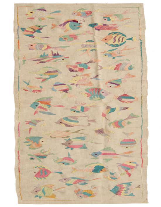 2' 3 x 9' 7 Hand Woven Kilim Suzani Wool Runner Rug