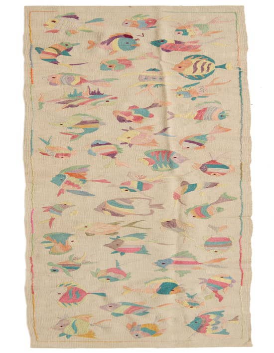 Detail image of 2' 3 x 9' 7 Hand Woven Kilim Suzani Wool Runner Rug