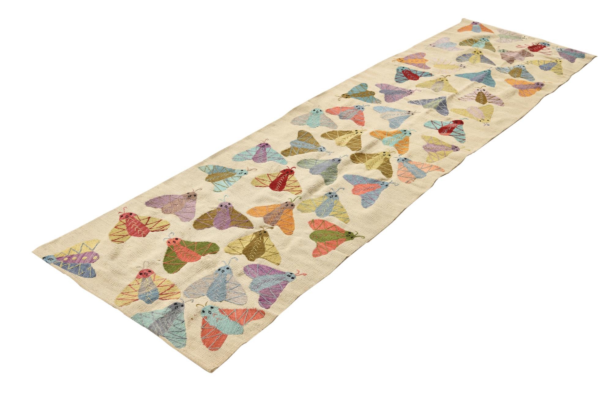 2' 5 x 9' 2 Hand Woven Kilim Suzani Wool Runner Rug