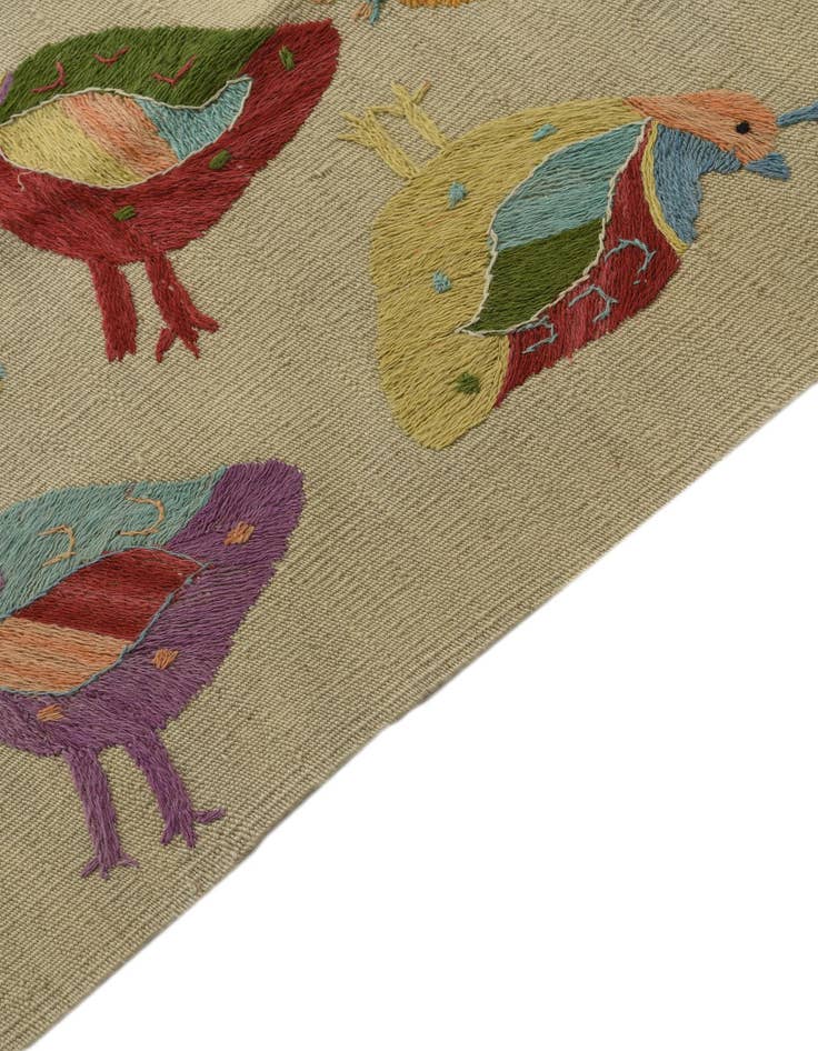 Detail image of 2' 5 x 9' 4 Hand Woven Kilim Suzani Wool Runner Rug