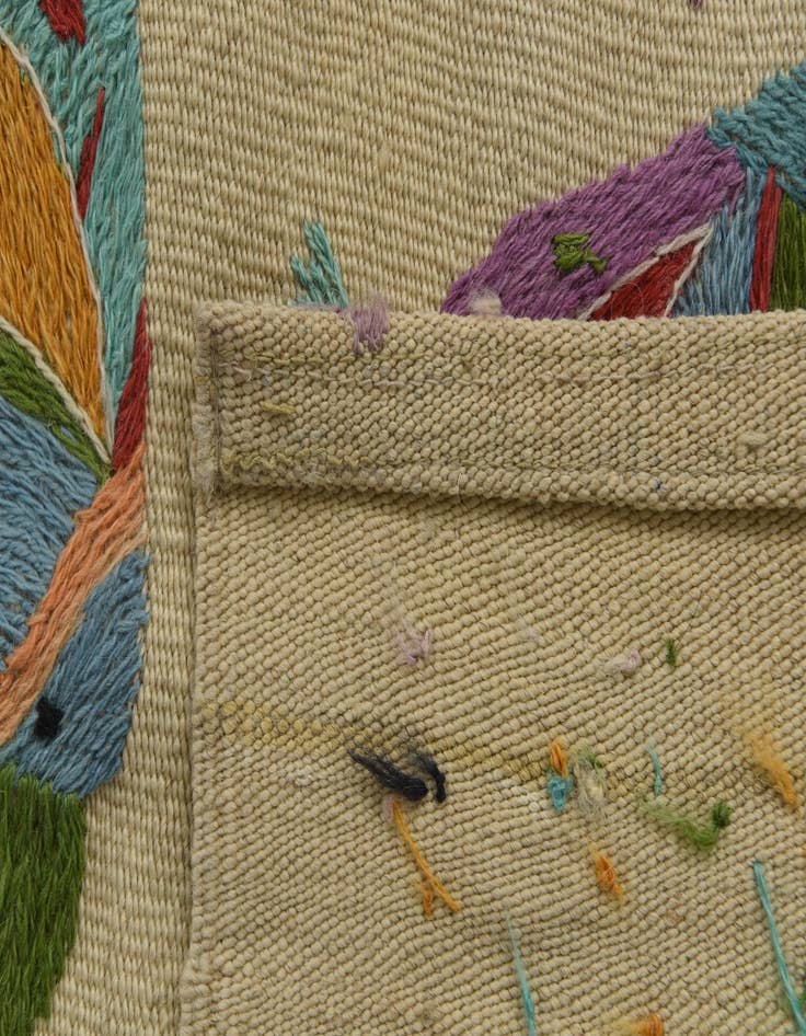 Detail image of 2' 5 x 9' 4  Hand Woven Kilim Suzani Wool Runner Rug