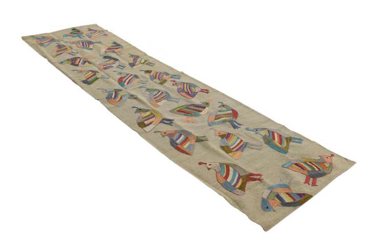 2' 4 x 9' 2 Hand Woven Kilim Suzani Wool Runner Rug