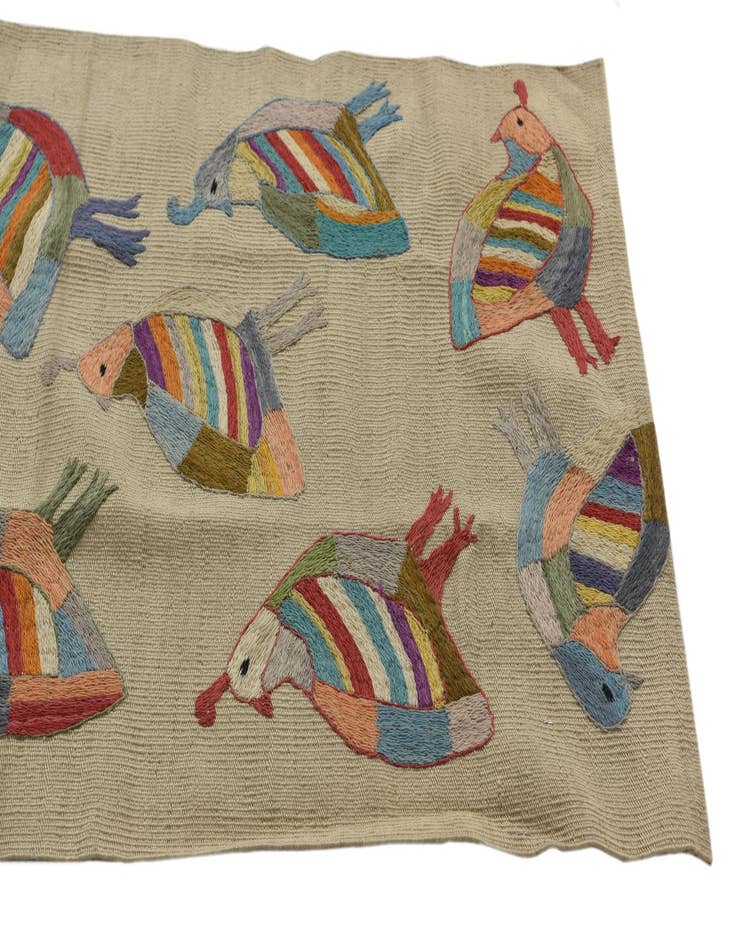 Detail image of 2' 4 x 9' 2  Hand Woven Kilim Suzani Wool Runner Rug