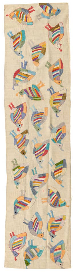 Detail image of 2' 4 x 9' 2 Hand Woven Kilim Suzani Wool Runner Rug