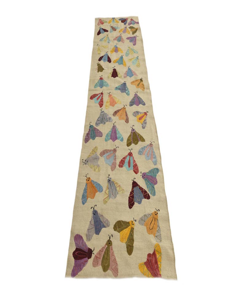 Detail image of 2' 9 x 9' 3 Hand Woven Kilim Suzani Wool Runner Rug