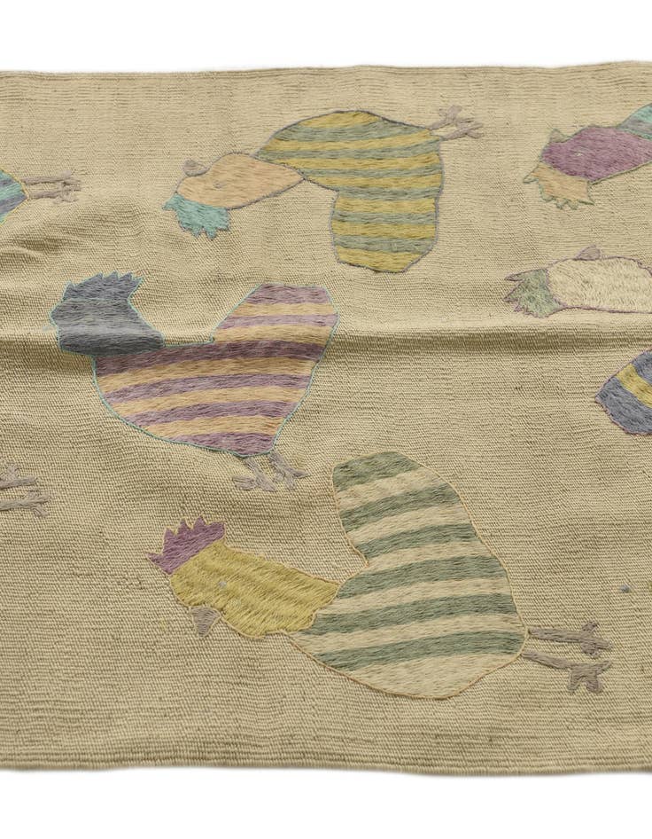 Detail image of 2' 8 x 7' 3  Hand Woven Kilim Suzani Wool Runner Rug