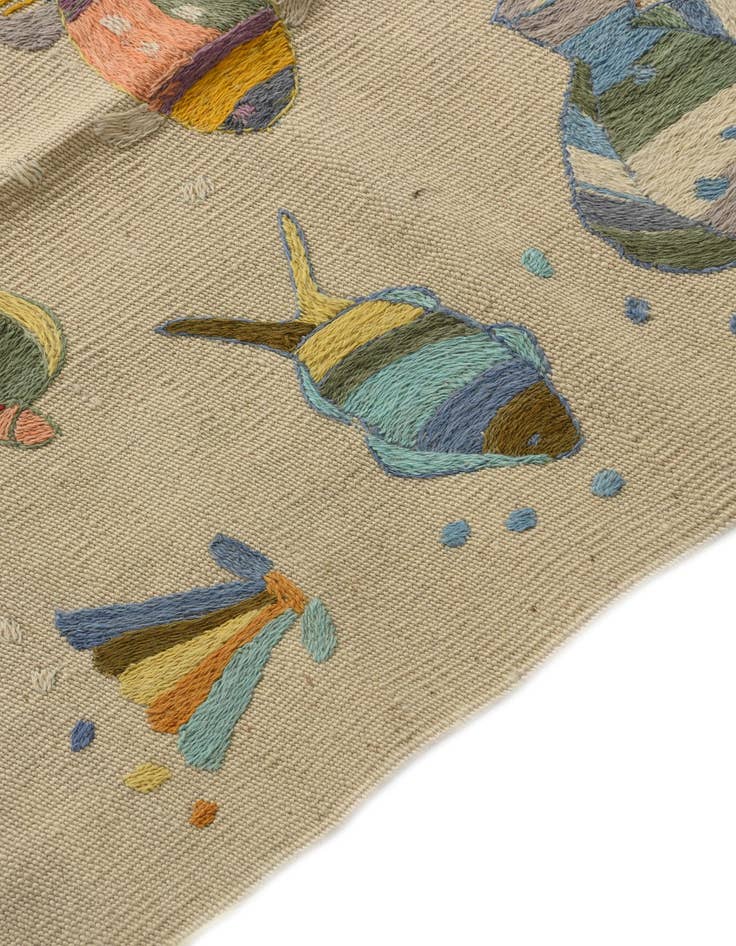 Detail image of 2' 3 x 9' 5  Hand Woven Kilim Suzani Wool Runner Rug