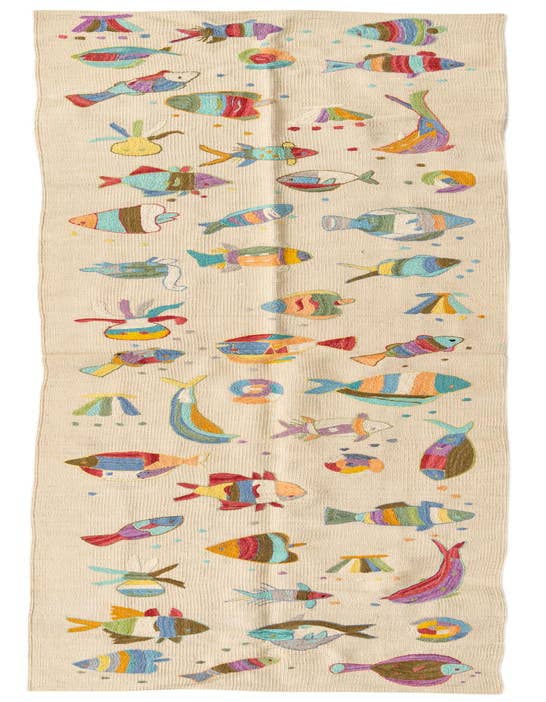 Detail image of 2' 3 x 9' 5 Hand Woven Kilim Suzani Wool Runner Rug