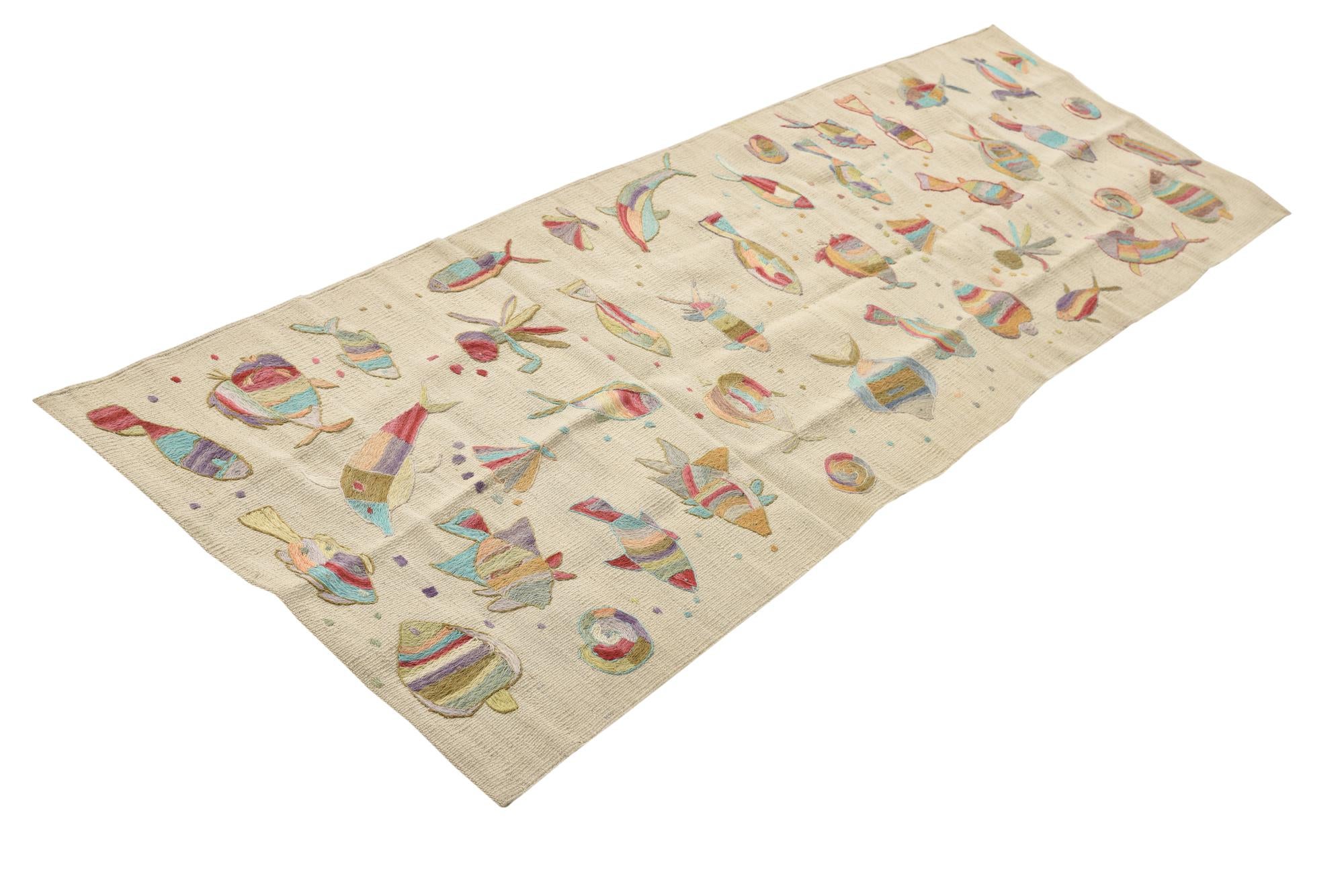 2' 5 x 7' 8 Hand Woven Kilim Suzani Wool Runner Rug