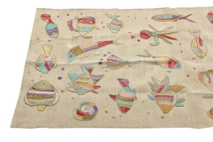 Detail image of 2' 5 x 7' 8 Hand Woven Kilim Suzani Wool Runner Rug