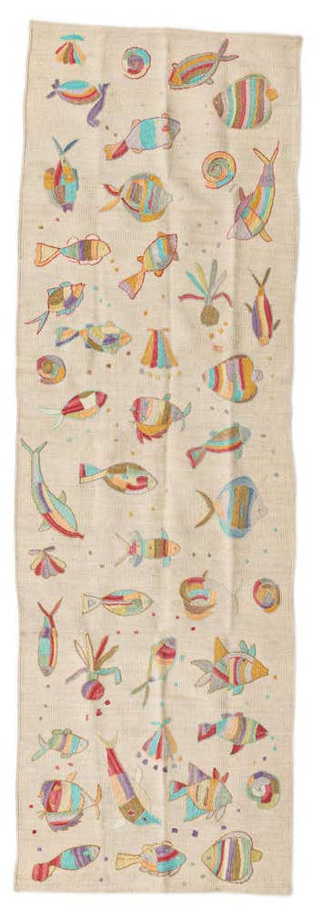 2' 5 x 7' 8 Hand Woven Kilim Suzani Wool Runner Rug