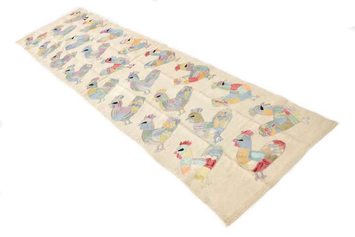 2' 4 x 9' 3 Hand Woven Kilim Suzani Wool Runner Rug