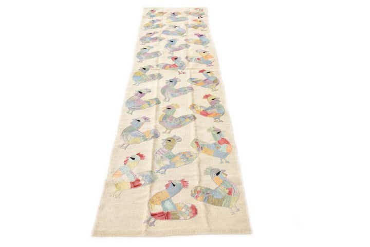 2' 4 x 9' 3 Hand Woven Kilim Suzani Wool Runner Rug